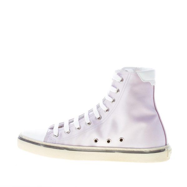 SAINT LAURENT donna Malibù high-top sneaker in crepe satin LILLA CHIARO e pelle bianco - immagine 5