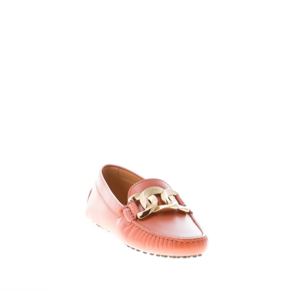 TOD'S donna mocassino gommini Kate in pelle ARANCIONE CLAY con catena - immagine 2