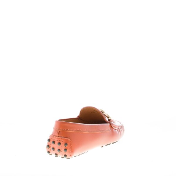 TOD'S donna mocassino gommini Kate in pelle ARANCIONE CLAY con catena - immagine 3
