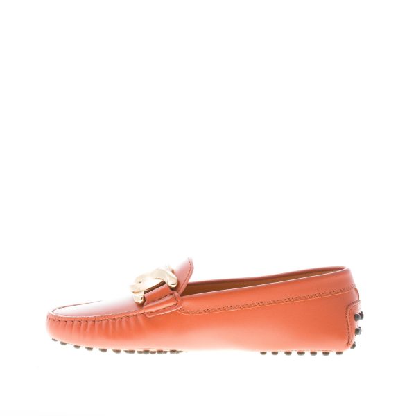 TOD'S donna mocassino gommini Kate in pelle ARANCIONE CLAY con catena - immagine 5
