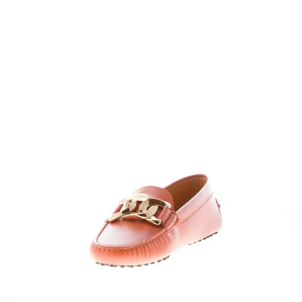 TOD'S donna mocassino gommini Kate in pelle ARANCIONE CLAY con catena - immagine 6