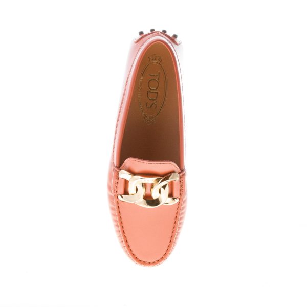 TOD'S donna mocassino gommini Kate in pelle ARANCIONE CLAY con catena - immagine 7