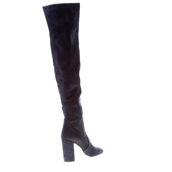 ANNA F. donna stivale elasticizzato sopra al ginocchio in camoscio BLU. Tacco 8,5 cm - immagine 3