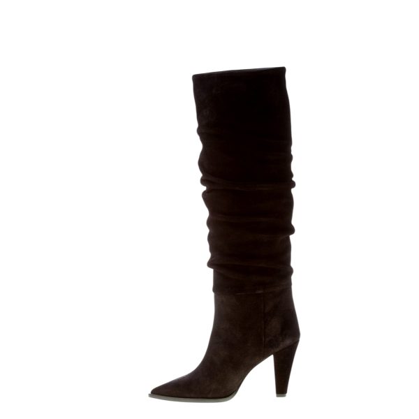 ANNA F. donna stivale in camoscio NERO con gambale arricciato. Tacco 8,5 cm - immagine 4