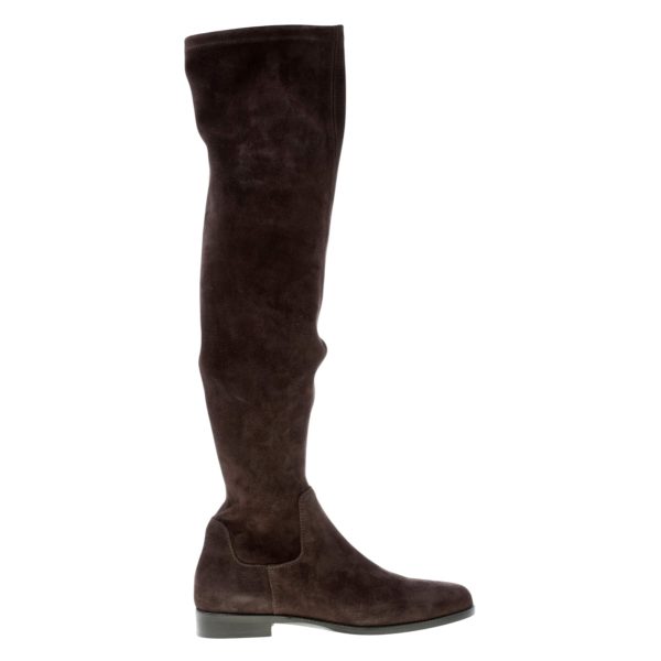 ROBERTO FESTA donna stivale sopra il ginocchio Minnesota in camoscio MARRONE con zip. Tacco 2 CM