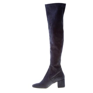 IDEE DE POINTE donna stivale elasticizzato sopra al ginocchio in camoscio BLU. Tacco 5 cm