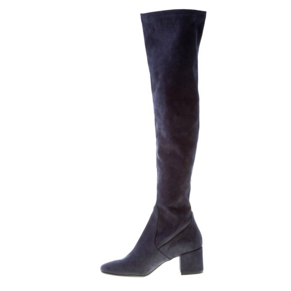 IDEE DE POINTE donna stivale elasticizzato sopra al ginocchio in camoscio BLU. Tacco 5 cm