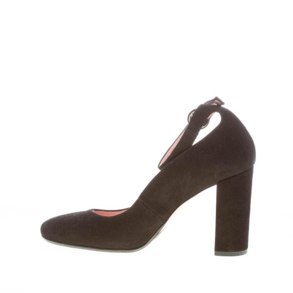 ANNA F. donna decolletè in camoscio NERO con cinturino alla caviglia. Tacco 9,5 - immagine 5