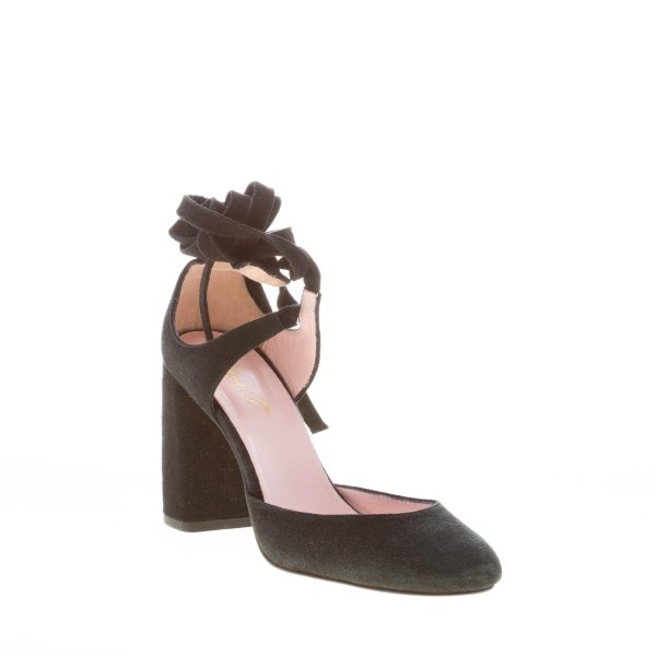 ANNA F. donna scarpa d'Orsay in camoscio NERO con laccio alla caviglia. Tacco 9 - immagine 2