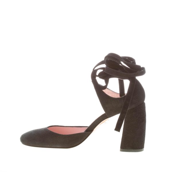 ANNA F. donna scarpa d'Orsay in camoscio NERO con laccio alla caviglia. Tacco 9 - immagine 5