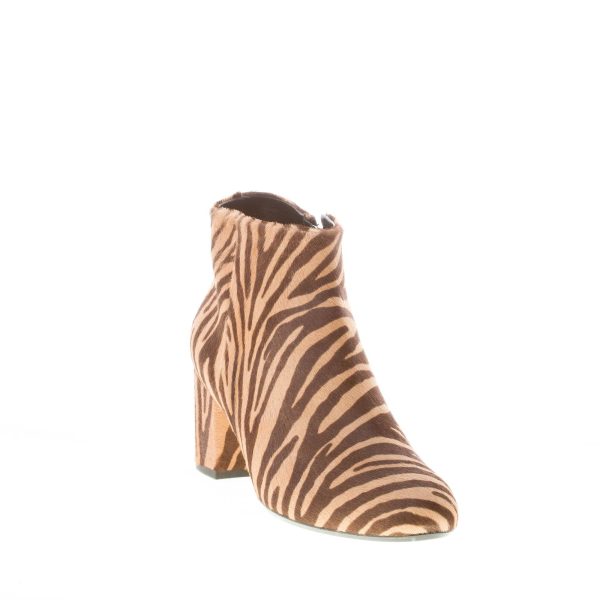 ANNA F. donna tronchetto in pony zebrato BEIGE MARRONE con zip. Tacco 5,5 cm - immagine 2