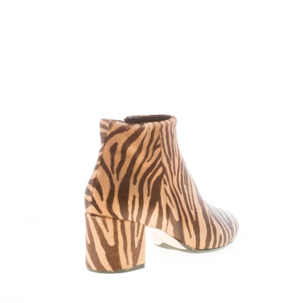 ANNA F. donna tronchetto in pony zebrato BEIGE MARRONE con zip. Tacco 5,5 cm - immagine 3