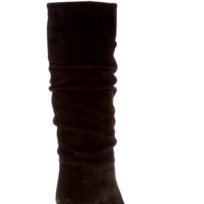 ANNA F. donna stivale in camoscio NERO con gambale arricciato. Tacco 8,5 cm