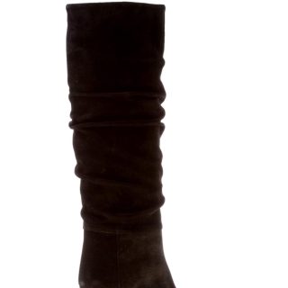 ANNA F. donna stivale in camoscio NERO con gambale arricciato. Tacco 8,5 cm