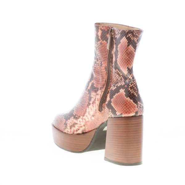 L'ARIANNA donna stivaletto platform in pelle stampa rettile MARRONE. Tacco 8 cm - immagine 4