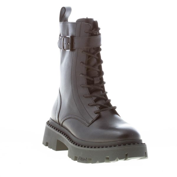 ASH donna stivaletto biker Gena in pelle NERO con lacci e zip - immagine 2