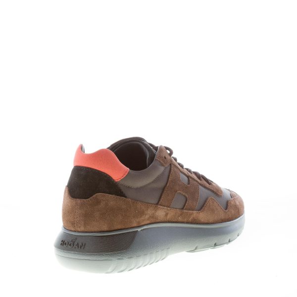 HOGAN uomo Interactive Cube sneaker in camoscio e tessuto nylon MARRONE più arancione - immagine 3