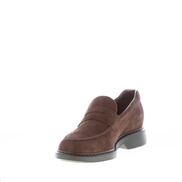 HOGAN uomo mocassino penny in camoscio EBANO. Suola in gomma - immagine 6