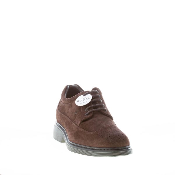 HOGAN uomo H576 scarpa derby in camoscio EBANO con impunture. Suola gomma - immagine 2