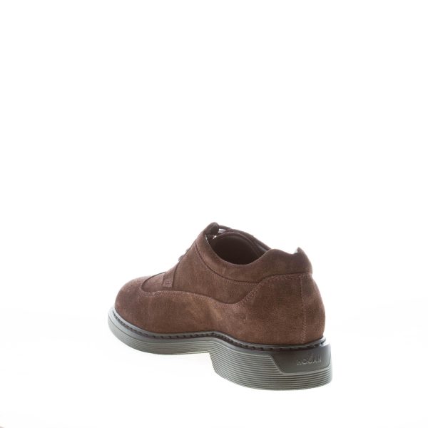 HOGAN uomo H576 scarpa derby in camoscio EBANO con impunture. Suola gomma - immagine 4