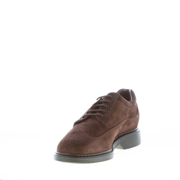 HOGAN uomo H576 scarpa derby in camoscio EBANO con impunture. Suola gomma - immagine 6