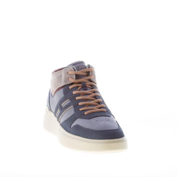 HOGAN uomo H580 Mid Top sneaker in nabuk e camoscio BLU e tortora - immagine 2