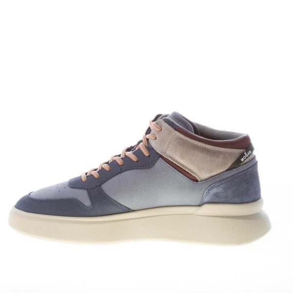 HOGAN uomo H580 Mid Top sneaker in nabuk e camoscio BLU e tortora - immagine 5