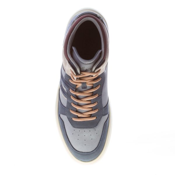 HOGAN uomo H580 Mid Top sneaker in nabuk e camoscio BLU e tortora - immagine 7