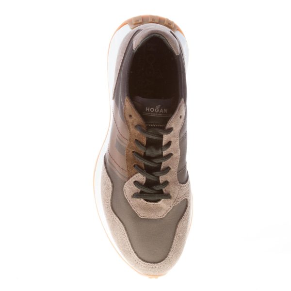 HOGAN uomo H601 sneaker in camoscio e tessuto GRIGIO NERO MARRONE - immagine 7