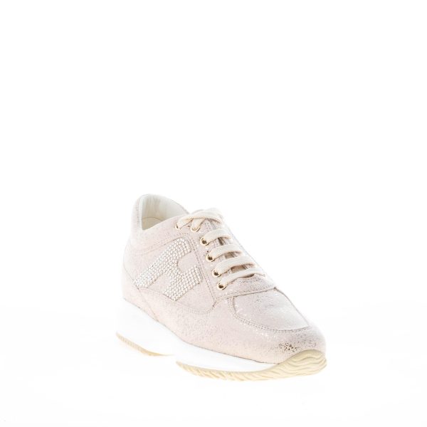 HOGAN donna Interactive sneaker in suede laminato ORO con H di strass - immagine 2