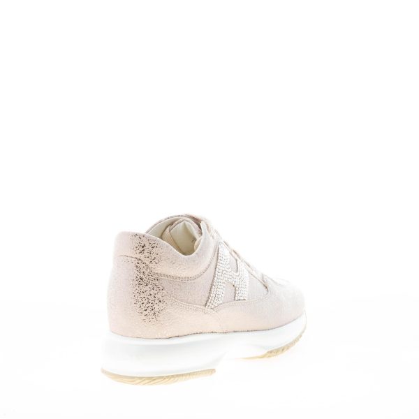 HOGAN donna Interactive sneaker in suede laminato ORO con H di strass - immagine 3