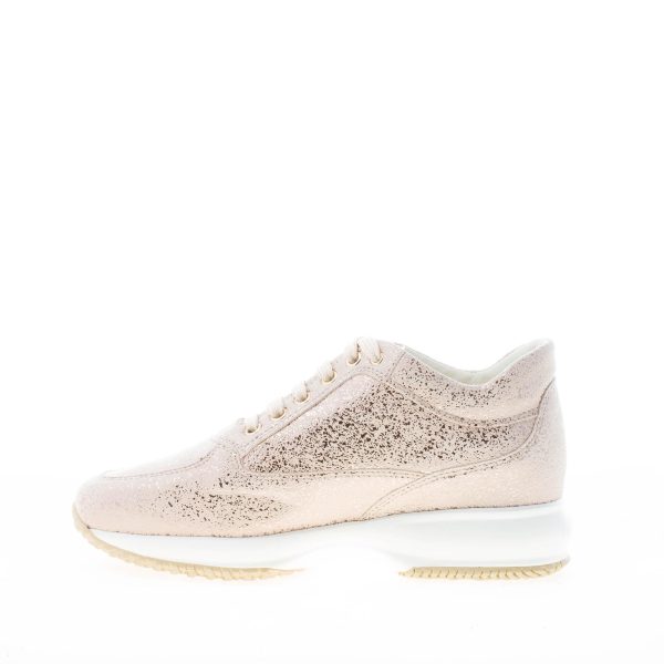 HOGAN donna Interactive sneaker in suede laminato ORO con H di strass - immagine 5