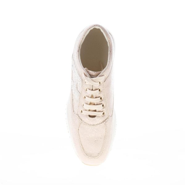 HOGAN donna Interactive sneaker in suede laminato ORO con H di strass - immagine 7