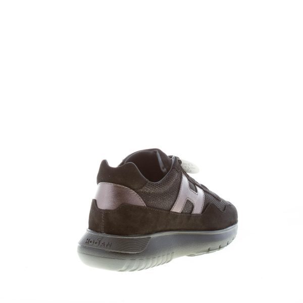 HOGAN donna Interactive Cube sneaker in camoscio e tessuto shiny NERO e piombo - immagine 3