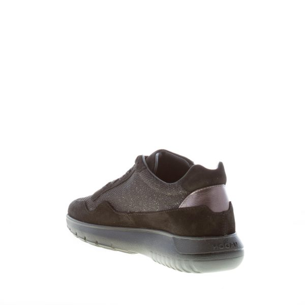 HOGAN donna Interactive Cube sneaker in camoscio e tessuto shiny NERO e piombo - immagine 4