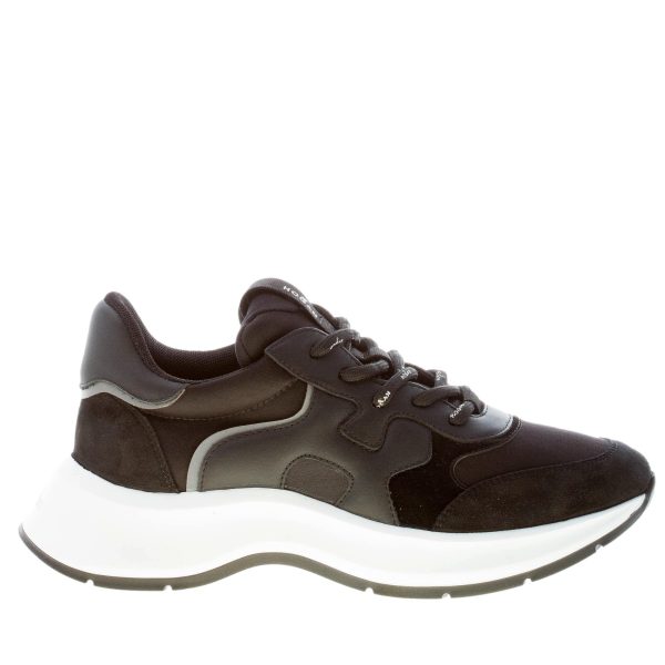 HOGAN donna sneaker H585 in pelle camoscio e tessuto NERO