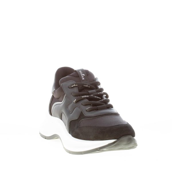 HOGAN donna sneaker H585 in pelle camoscio e tessuto NERO - immagine 2