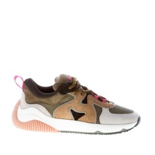 HOGAN donna sneaker H597 in camoscio e tessuto a rete VERDE e MARRONE
