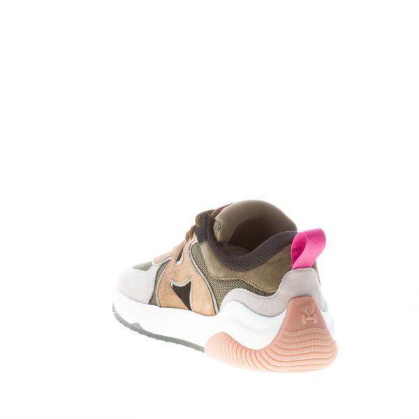 HOGAN donna sneaker H597 in camoscio e tessuto a rete VERDE e MARRONE - immagine 4