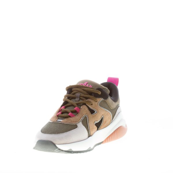 HOGAN donna sneaker H597 in camoscio e tessuto a rete VERDE e MARRONE - immagine 6