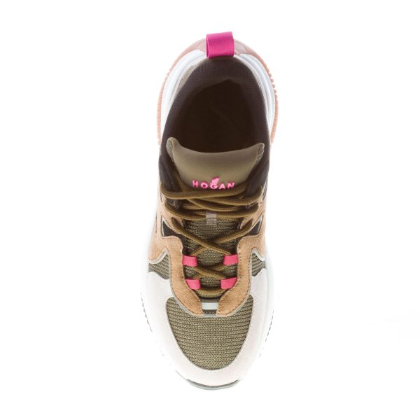 HOGAN donna sneaker H597 in camoscio e tessuto a rete VERDE e MARRONE - immagine 7