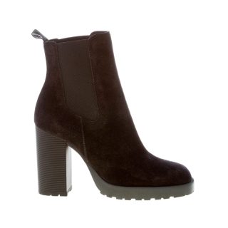 HOGAN donna H623 Chelsea tronchetto elasticizzato in camoscio NERO. Tacco 9 cm