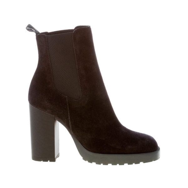HOGAN donna H623 Chelsea tronchetto elasticizzato in camoscio NERO. Tacco 9 cm