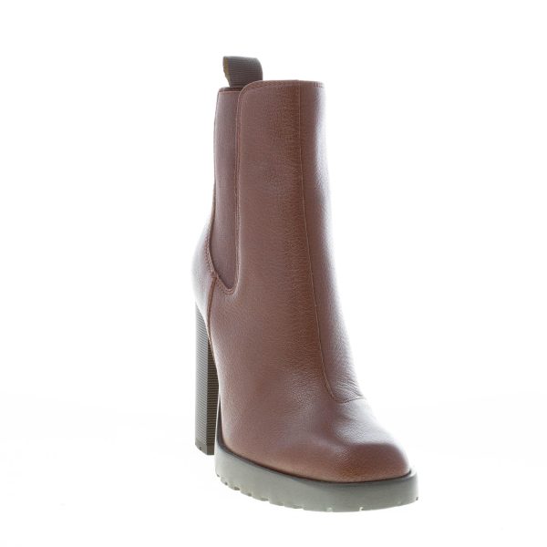 HOGAN donna H623 Chelsea tronchetto elasticizzato in pelle MARRONE. Tacco 8,5 cm - immagine 2