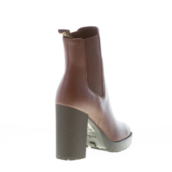 HOGAN donna H623 Chelsea tronchetto elasticizzato in pelle MARRONE. Tacco 8,5 cm - immagine 3