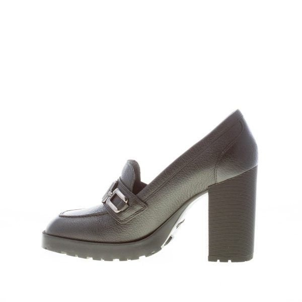 HOGAN donna mocassino H623 in pelle NERO con accessorio H in metallo. Tacco 8,5 - immagine 5