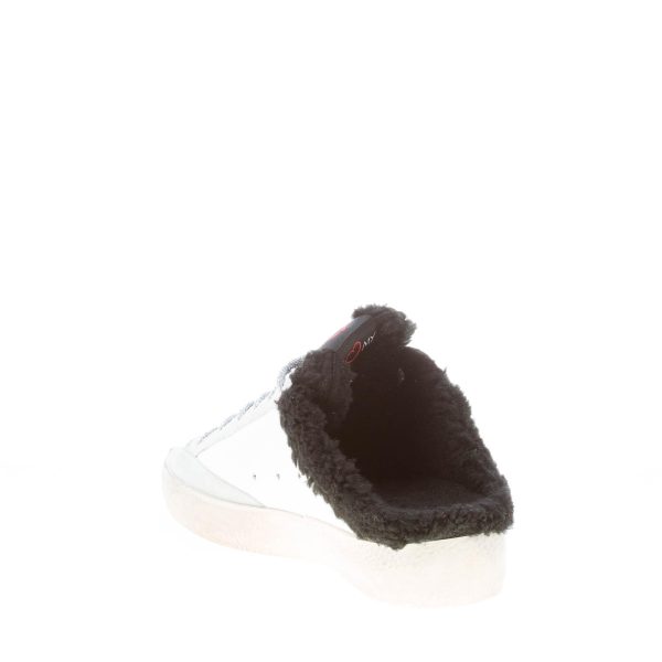 OKINAWA donna sneaker Sabot 2150 in pelle BIANCO e glitter argento con eco-pelliccia - immagine 4