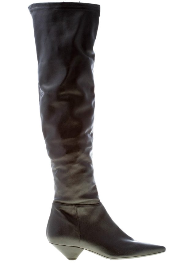 ETTORE LAMI donna stivale sopra il ginocchio in eco-pelle elasticizzata NERO. Tacco 4 cm