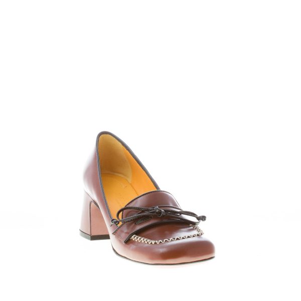 MARA BINI donna mocassino in pelle MARRONE con fiocco. Tacco 5 cm - immagine 2