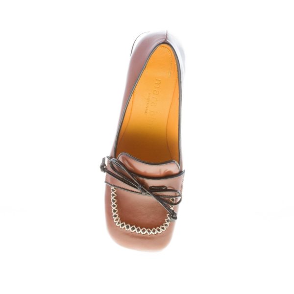 MARA BINI donna mocassino in pelle MARRONE con fiocco. Tacco 5 cm - immagine 7